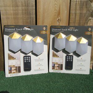 2 Brand New Bell & Howell Gold Diamond Touch Remote Control Wall Light 3 Packs